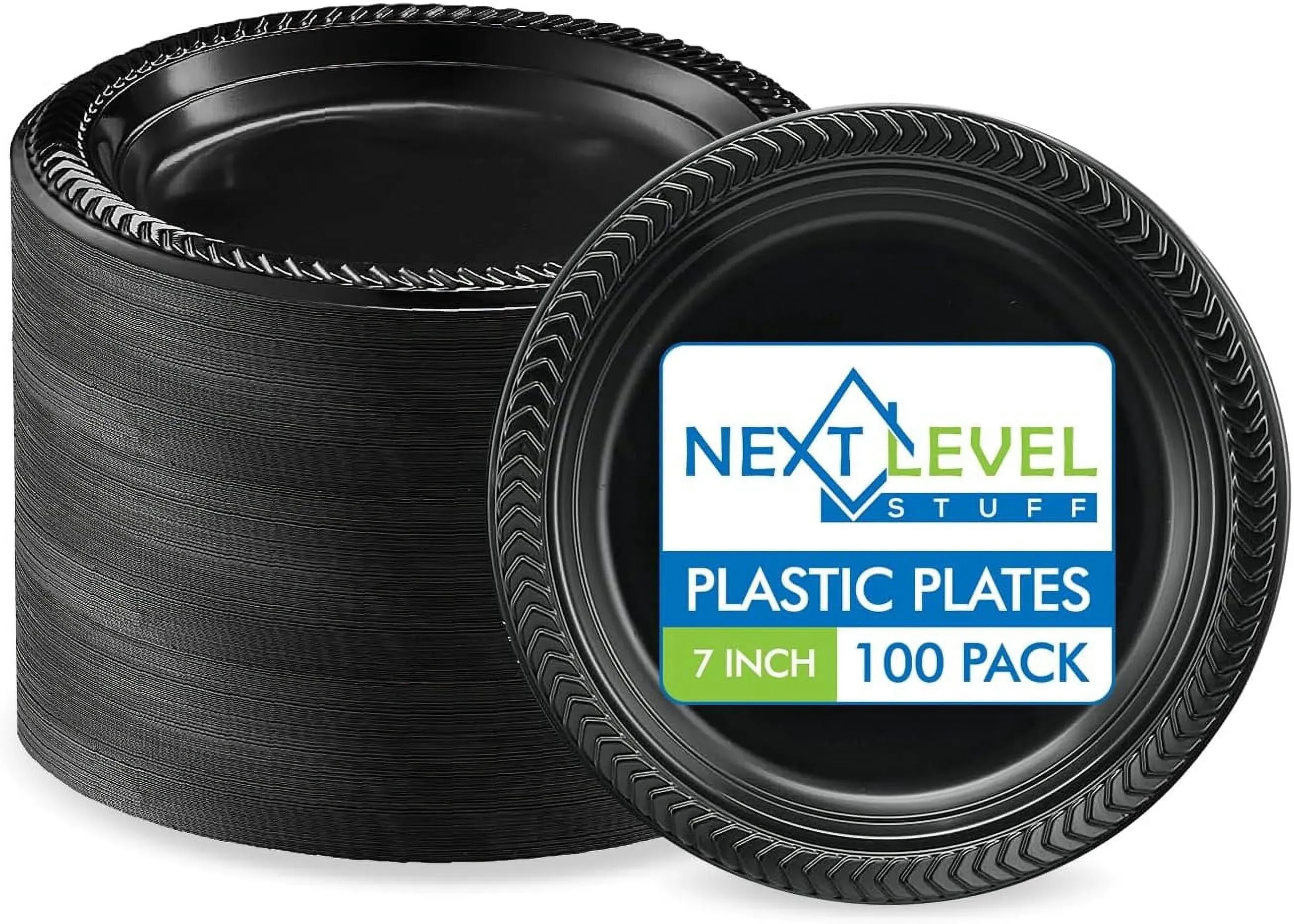 Black Disposable Plastic Plates, 100 Count, Heavy Duty Dinner Plates for Parties, Events, and (3-Pack)